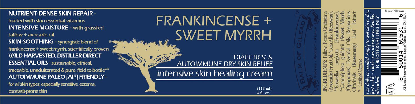  Foot Healing Cream – Frankincense and Sweet Myrrh Moisturizer  for Sensitive Skin, Foot Therapy, Diabetic Skin Healing - Synergistic  Action, Deeply Nourishing, Relieving by Balm of Gilead : Health & Household