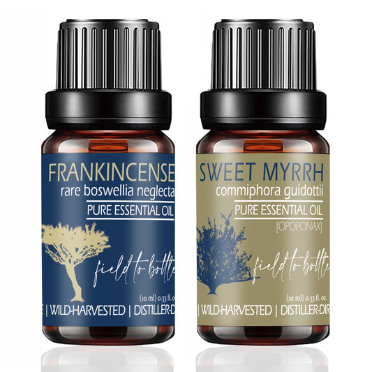 (CASE OF 6) 10 ml each, Frankincense & Sweet Myrrh Essential Oil Box Set